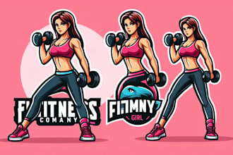design creative fitness girl mascot logo for your business