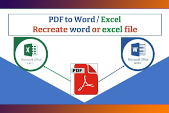 do pdf to word, data entry jobs, typing and convert scanned PDF to word