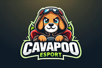 design a custom cavapoo sports mascot logo for your gaming team or brand