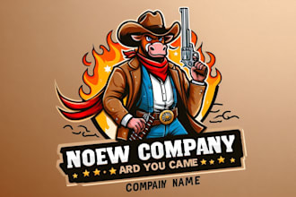 make cowboy mascot logo for you with new concept