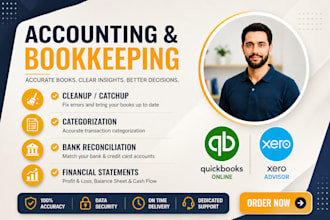 do bookkeeping, cleanup, and reconciliation as a qbo certified bookkeeper