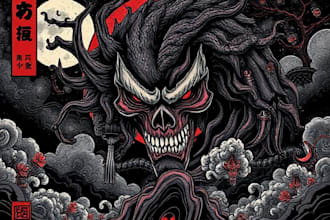 design dark japanese art for clothing, streetwear, or tattoo