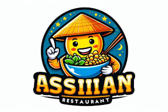 create a unique asian fusion restaurant mascot logo for your brand