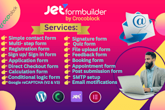 create jetform builder login and registration form with recaptcha and SMTP setup