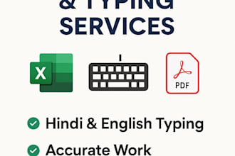 do fast data entry, excel and work and hindi english typing