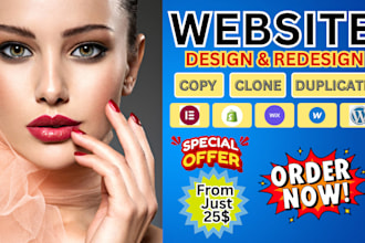 build design clone elementor wordpress website squarespace shopify store