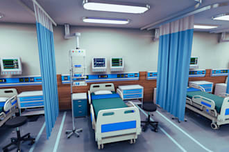 create cgi realistic hospital, clinic, medical lab design
