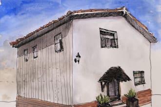 do a watercolor or ink sketch working with reference photos you like