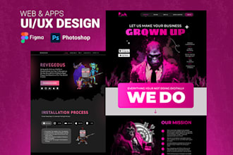 design figma landing page and mobile app, figma website