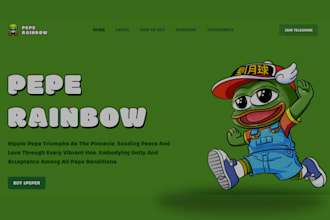 memecoin website, crypto token website, pepe memecoin landing page ico presale