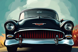 draw your favorite car into a cartoon portrait