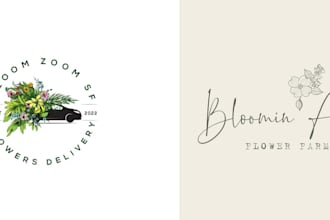 design feminine floral boho hand drawn line art logo