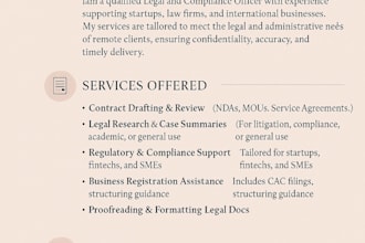 be your virtual legal assistant for contracts, research, and admin support
