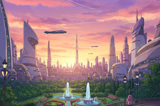 create anime background and environment concept art