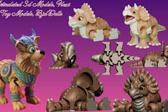 design 3d flexi animal model 3d articulated toy 3d bjd doll for 3d printing