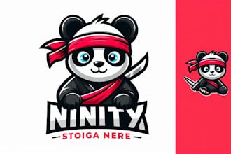 create a artistic panda ninja mascot logo just in 12 hours