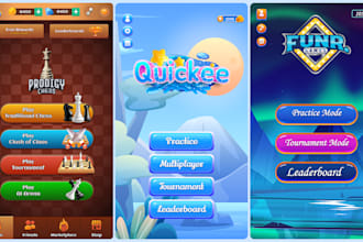 design game UI, menus, buttons, icons