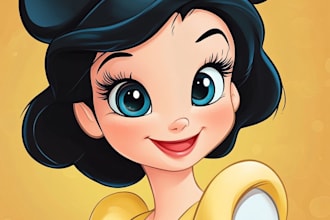 make a disney children cartoon illustration