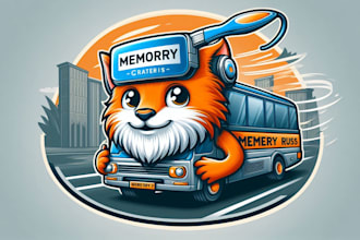 design memory russ bus mascot logo with express delivery
