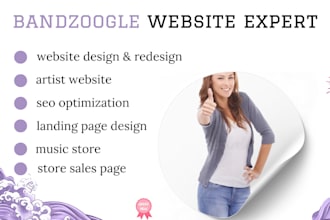 design a bandzoogle website and merch store for musicians and bands