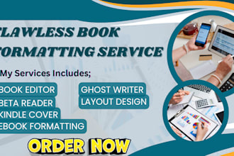 ebook book formatting layout design proofread kindle publishing ghost writer