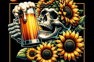 design high quality vintage skull pub craft beer logo with express delivery