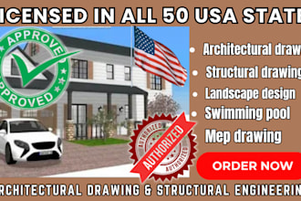 do USA pe stamp review grading plan, architectural plan, autocad city permit