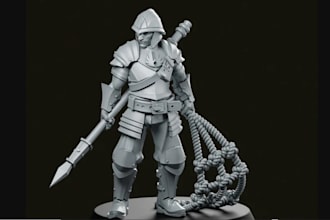 design 3d medieval character, trpg army,knight, ancient styled miniature,fan art