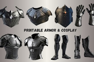 design 3d cosplay model, 3d helmet, 3d sword, 3d armor mask for printing