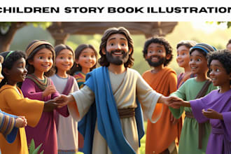 design christian illustrated and 3d bible story illustration