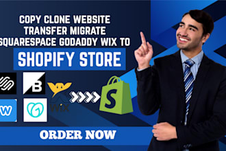 copy clone website transfer migrate squarespace godaddy wix to shopify store