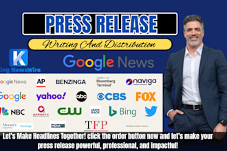 write press release, distribute press release and submit press release