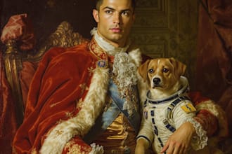 create custom royal portrait of you and your pet