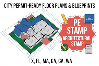 provide city permit stamp and architectural drawings for tx, fl, ma, ga, ca, wa