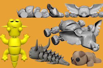 do printable 3d articulated animal stl flexi toy design 3d action figure flexi