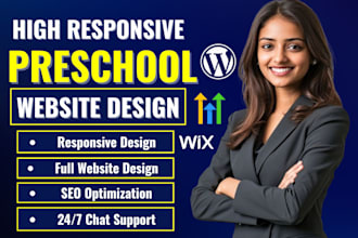 build kindergarten website preschool, childcare website daycare school website