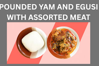 do pounded yam and egusi with assorted meat