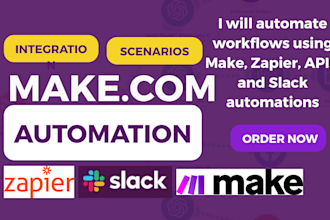 setup make com, zapier, airtable automation, slack integration, make expert