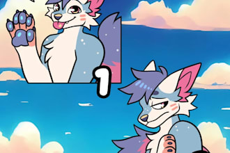 create detailed furry sticker pack, sticker design and furry art for you, feral