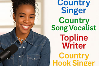 sing your country song cover, hook, or topline with a rich female vocal