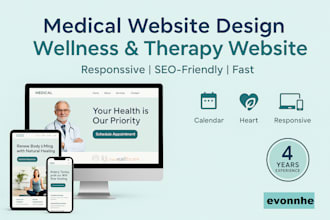 design therapy website, medical, wellness, clinic hospital website, beauty, spa