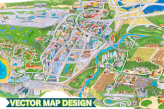 draw a unique vector map illustration, site map, campground map, or an event map