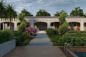 design 3d front garden landscape,backyard ,outdoor patio area,pool deck,fire pit