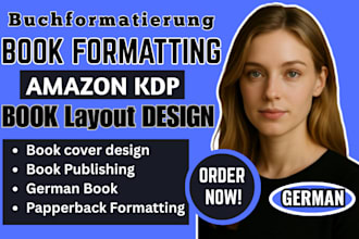 do german book formatting, book cover design for amazon KDP book publishing