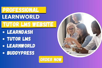 design elarning learndash, learnword, buddypress or tutor lms website for course