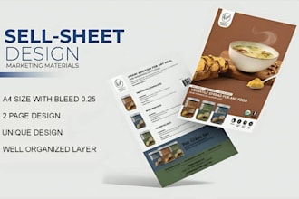 design an eye catching sell sheet or product catalog to stand out and convert