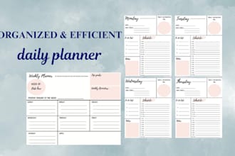 design your custom digital  printable daily planner, create daily planner, kdp