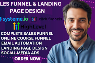 build sales funnel, landing page in systeme io, clickfunnel, gohighlevel
