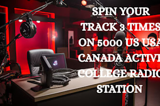 spin your track to 5000 US USA canada  active college radio station