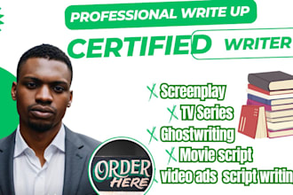write movie youtube screenplay video ad script writing scriptwriter TV series